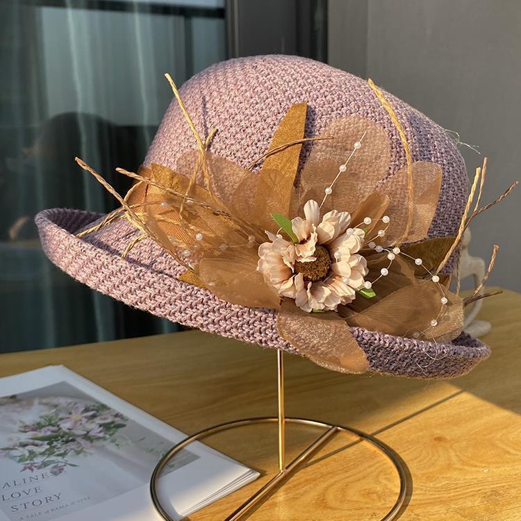 Beanie : Gebreide Krulmuts Beige - Comfortabele Katoen & Linnen Muts voor Dames/Heren in Paars M van Pantino