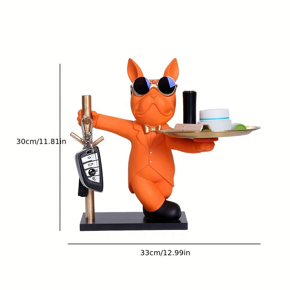 home & garden : Franse Bulldog Decoratie Beeldje - Zwart in Oranje van Pantino