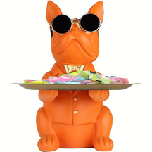 home & garden : Multifunctionele Bulldog Opbergstandbeeld - Marineblauw Zittend in Oranje Zittend van Pantino