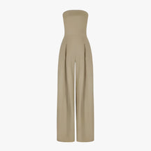 One-Pieces : Elegante Zwarte Strapless Dames Jumpsuit - Chic en Comfortabel voor Zomerse Ceremonie in Beige van Pantinoshop