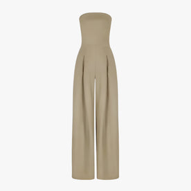 women's jumpsuit : Elegante Zwarte Strapless Dames Jumpsuit - Chic en Comfortabel voor Zomerse Ceremonie in Beige van Pantinoshop