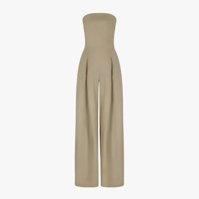 One-Pieces : Elegante Zwarte Strapless Dames Jumpsuit - Chic en Comfortabel voor Zomerse Ceremonie in Beige van Pantinoshop
