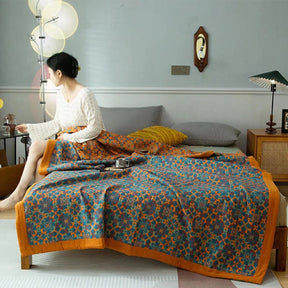 home & garden : Katoenen Quilt Oranje Blauw - Zeslaags Warm Beddengoed - Katoen in Dekbed King van Pantino