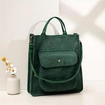 bags : Schoudertas Dames Zwart - CorduroyBag in Groen (6 Beschikbaar) van Pantino