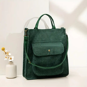 bags : Schoudertas Dames Zwart - CorduroyBag in Groen (6 Beschikbaar) van Pantino