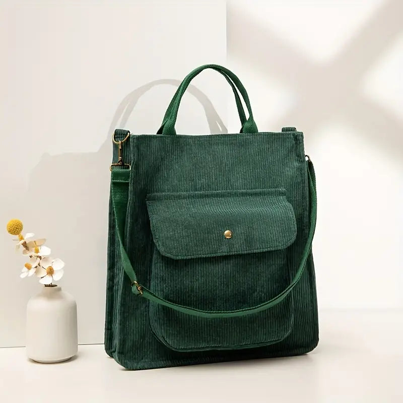 bags : Schoudertas Dames Zwart - CorduroyBag in Groen (6 Beschikbaar) van Pantino