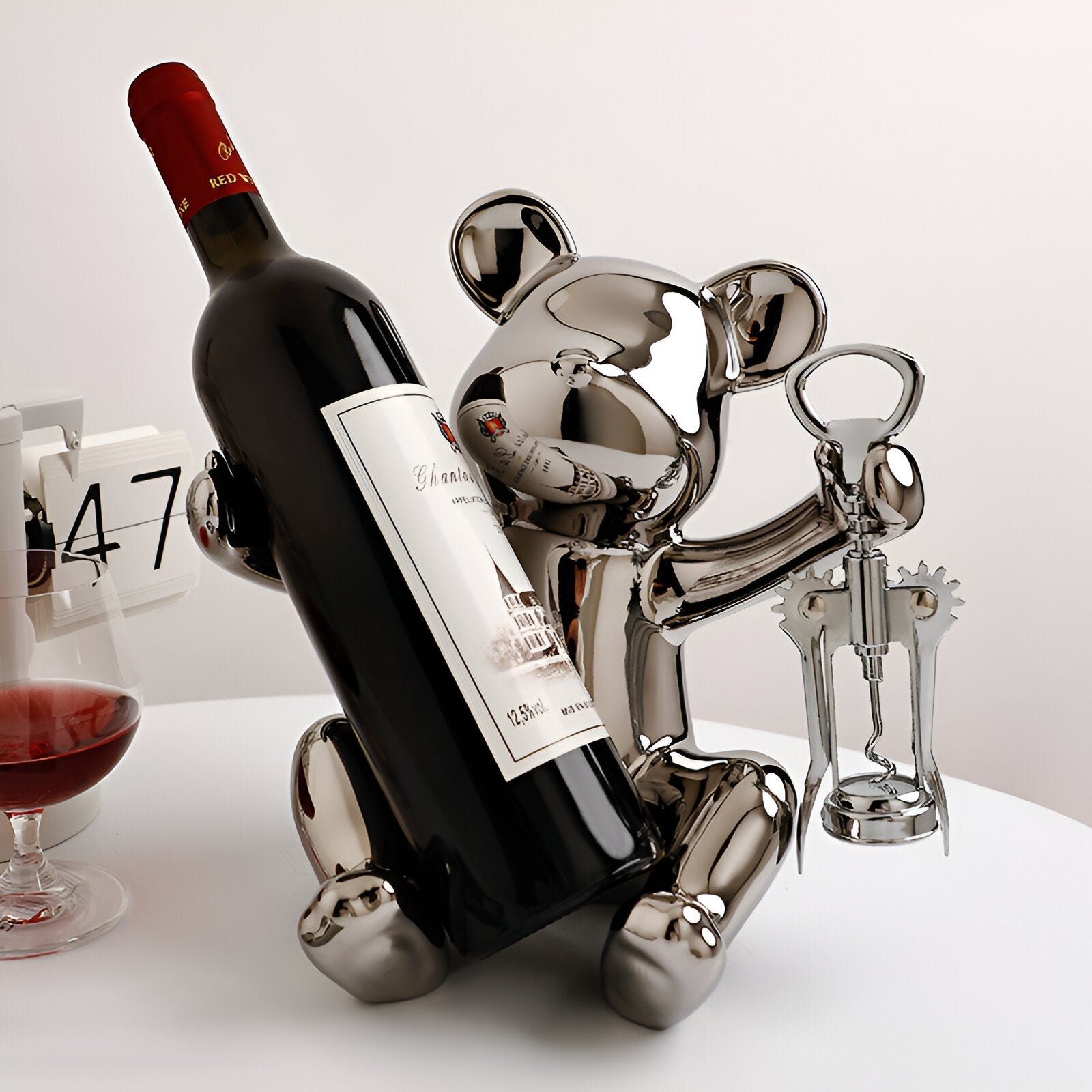 home & garden : BoozBear - Design Wijnfleshouder Gegalvaniseerd Zilver Keramiek in van Pantino
