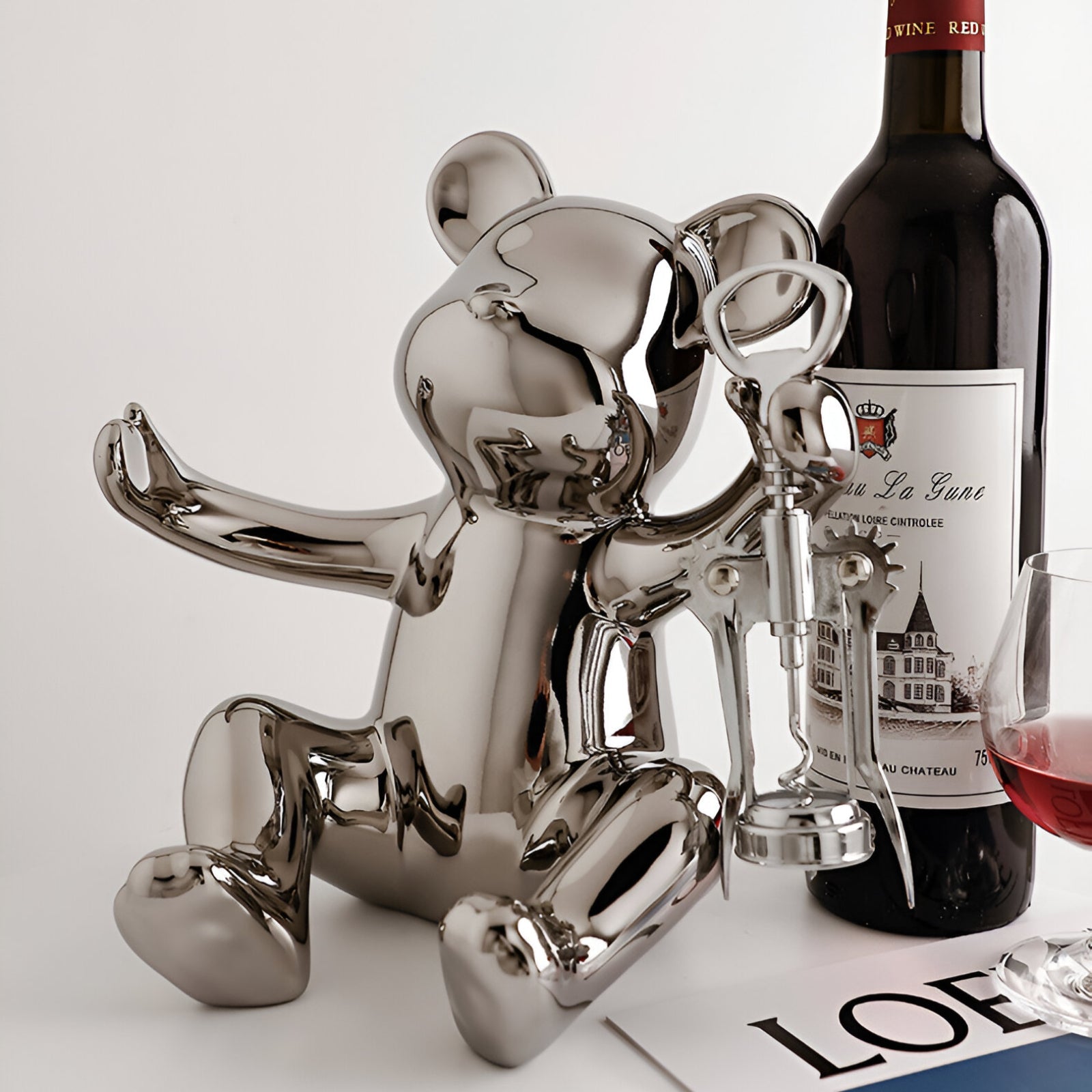 home & garden : BoozBear - Design Wijnfleshouder Gegalvaniseerd Zilver Keramiek in van Pantino