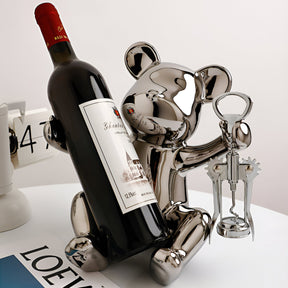 home & garden : BoozBear - Design Wijnfleshouder Gegalvaniseerd Zilver Keramiek in van Pantino