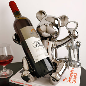 home & garden : BoozBear - Design Wijnfleshouder Gegalvaniseerd Zilver Keramiek in van Pantino
