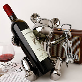 home & garden : BoozBear - Design Wijnfleshouder Gegalvaniseerd Zilver Keramiek in van Pantino