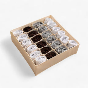 home & garden : Ondergoed Organizer - Opvouwbare Ladeverdeler - Houd Sokken en Bh's op een Nette Manier Gesorteerd in Beige 24 Compartimenten van Pantino