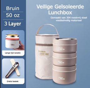 home & garden : MealBox - (gratis Bestekset + Draagtas T.w.v. € 19.95) - Wit in Bruin 3 Boxen + Tas + GRATIS bestekset van Pantino