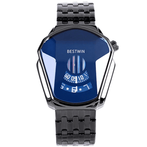 watches : Heren Horloge Blauw Goud - Luxe Diamant Stijl Polshorloge in van Pantino