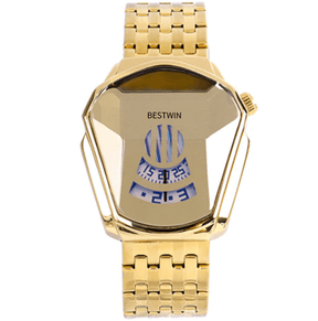 watches : Heren Horloge Blauw Goud - Luxe Diamant Stijl Polshorloge in van Pantino