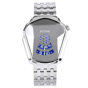 watches : Heren Horloge Blauw Goud - Luxe Diamant Stijl Polshorloge in Zilver van Pantino