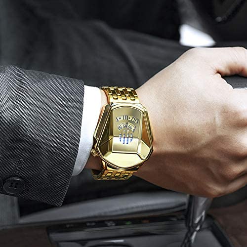 watches : Heren Horloge Blauw Goud - Luxe Diamant Stijl Polshorloge in Goud van Pantino