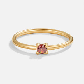 Ring : Ring Goud - Birthstone 18K Roestvrij Staal in Januari - Red Garnet van Pantino
