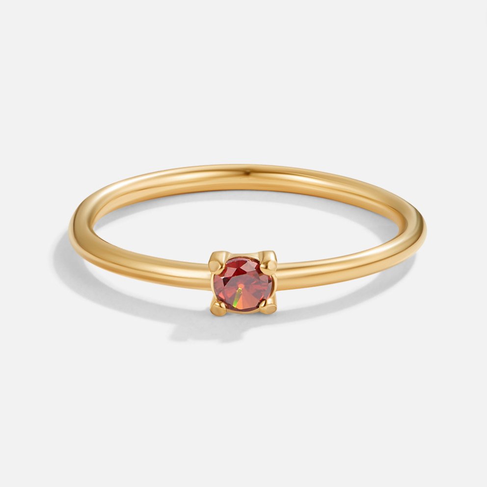 Ring : Ring Goud - Birthstone 18K Roestvrij Staal in Januari - Red Garnet van Pantino