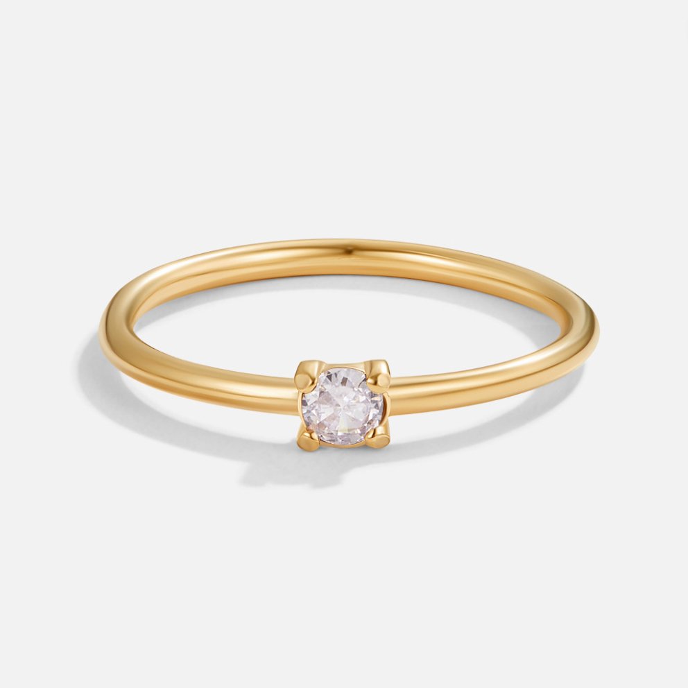 Ring : Ring Goud met Birthstone - 18K Verguld Roestvrij Staal Dames in Juni - Moonstone van Pantino