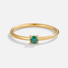 Ring : Ring Goud - Birthstone 18K Roestvrij Staal in Mei - Emeraldi van Pantino