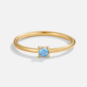 Ring : Ring Goud - Birthstone 18K Roestvrij Staal in Maart - Aquamarine van Pantino