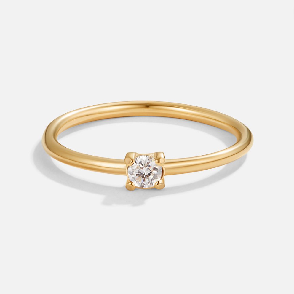 Ring : Ring Goud met Birthstone - 18K Verguld Roestvrij Staal Dames in April - Diamond van Pantino