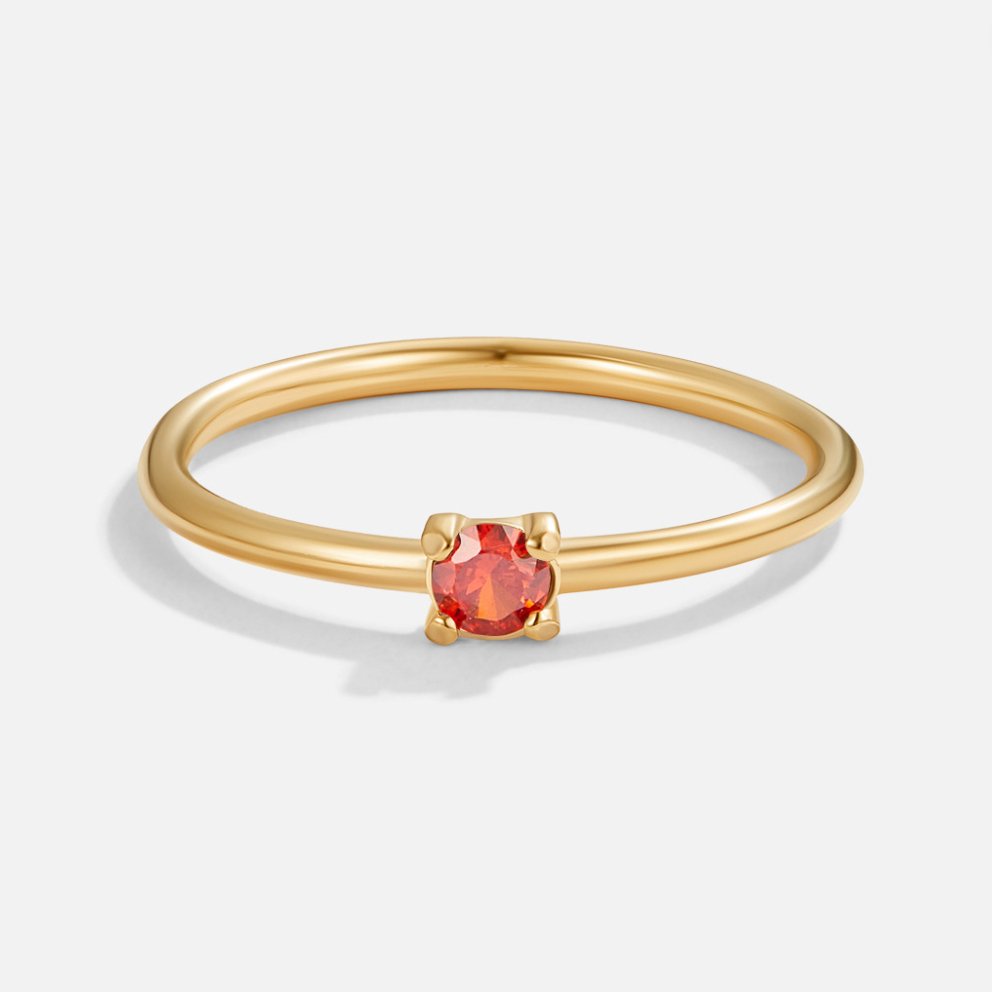 Ring : Ring Goud met Birthstone - 18K Verguld Roestvrij Staal Dames in Jul - Ruby van Pantino