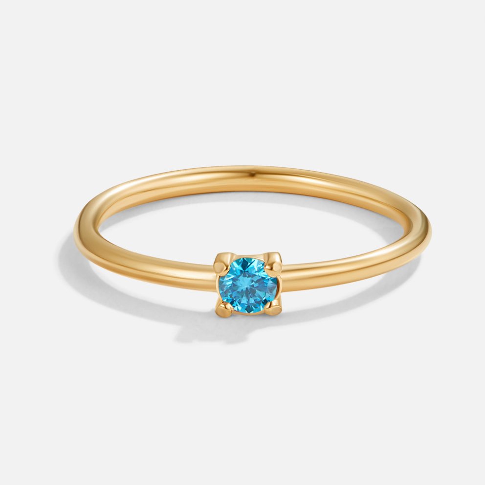 Ring : Ring Goud - Birthstone 18K Roestvrij Staal in December - Blue Zircon van Pantino