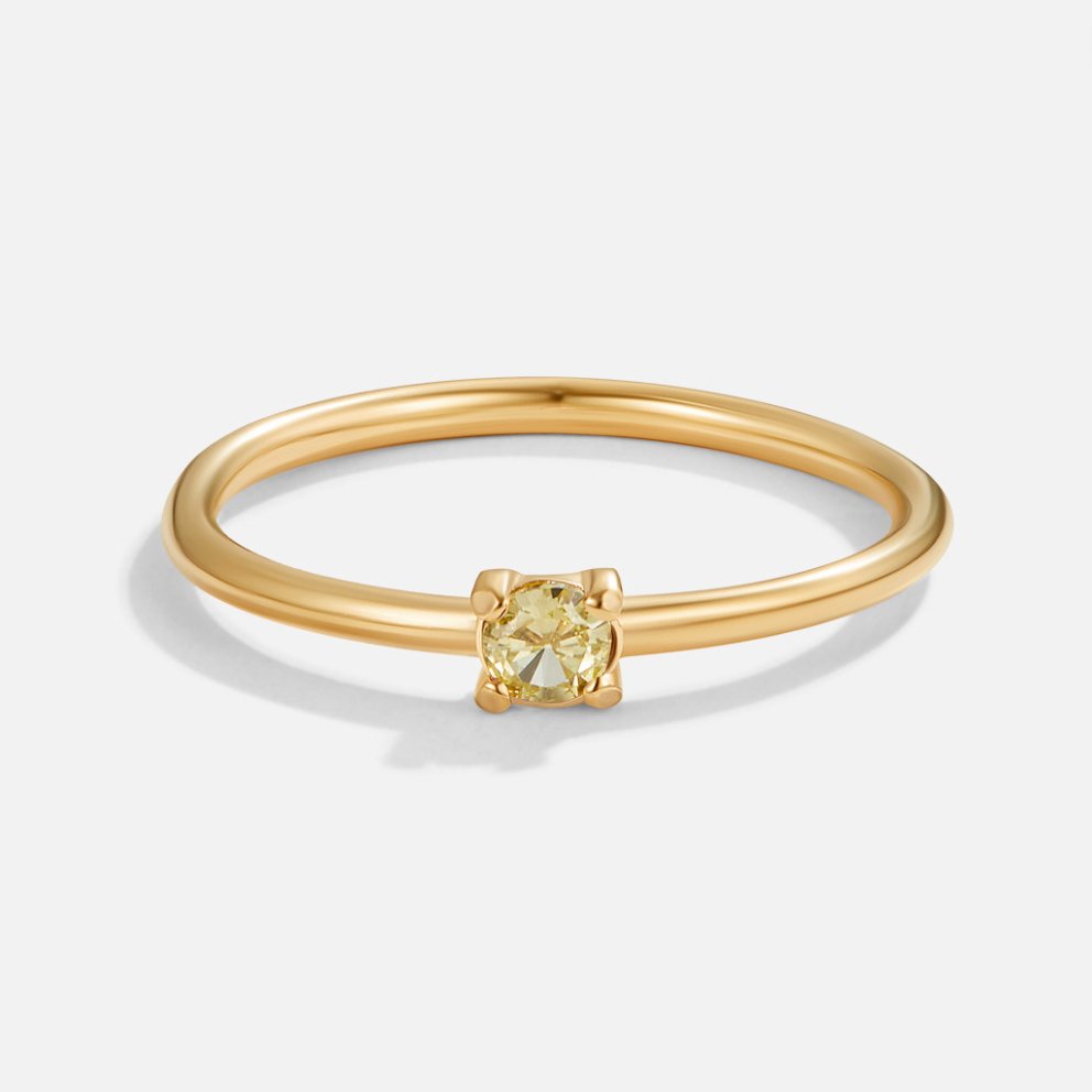 Ring : Ring Goud met Birthstone - 18K Verguld Roestvrij Staal Dames in Augustus - Peridot van Pantino
