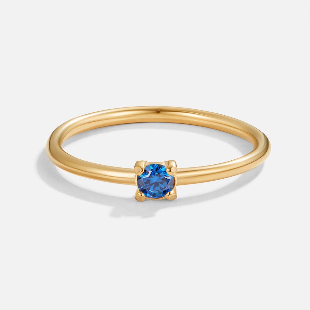 Ring : Ring Goud met Birthstone - 18K Verguld Roestvrij Staal Dames in September - Sapphire van Pantino