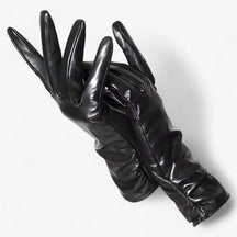 Sheepskin Gloves : Schapenvellen Handschoenen voor Vrouwen Dames - K Klasiek Stijl en Winterbescherming - Blauw Lac in Zwart van Pantino