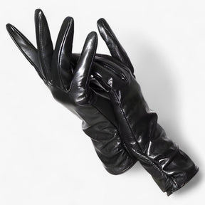 Sheepskin Gloves : Schapenvellen Handschoenen voor Vrouwen Dames - K Klasiek Stijl en Winterbescherming - Blauw Lac in Zwart van Pantino