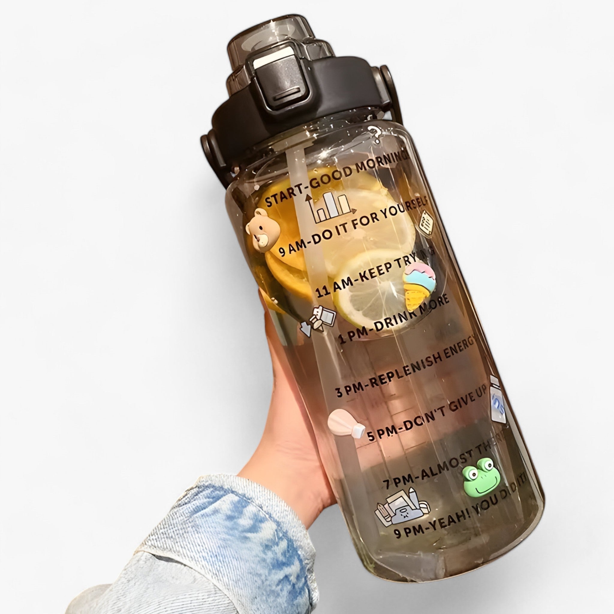 other : HydroMax - Grote Waterfles - Grote Capaciteit voor Hydratatie de Hele Dag door in 2L 3D Sticker Zwart van Pantino