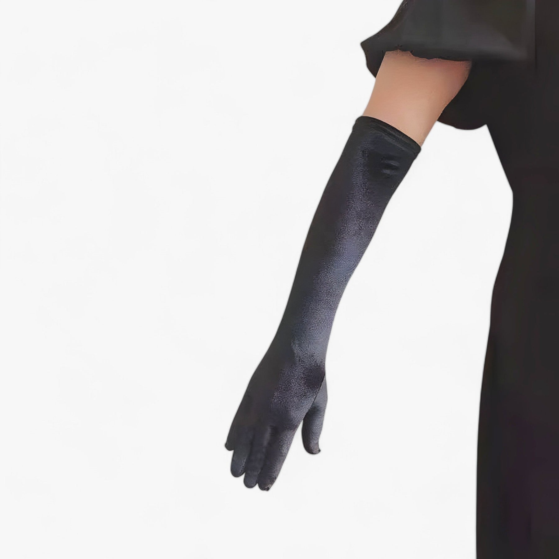 Gloves : Handschoenen Dames Rood 44cm - Velours - Elegante Retro-Stijl en Warmte in Zwart 44cm Eén maat van Pantino