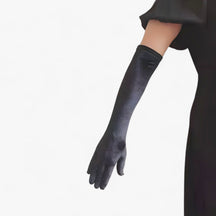 Gloves : Handschoenen Dames Rood 44cm - Velours - Elegante Retro-Stijl en Warmte in Zwart 44cm Eén maat van Pantino