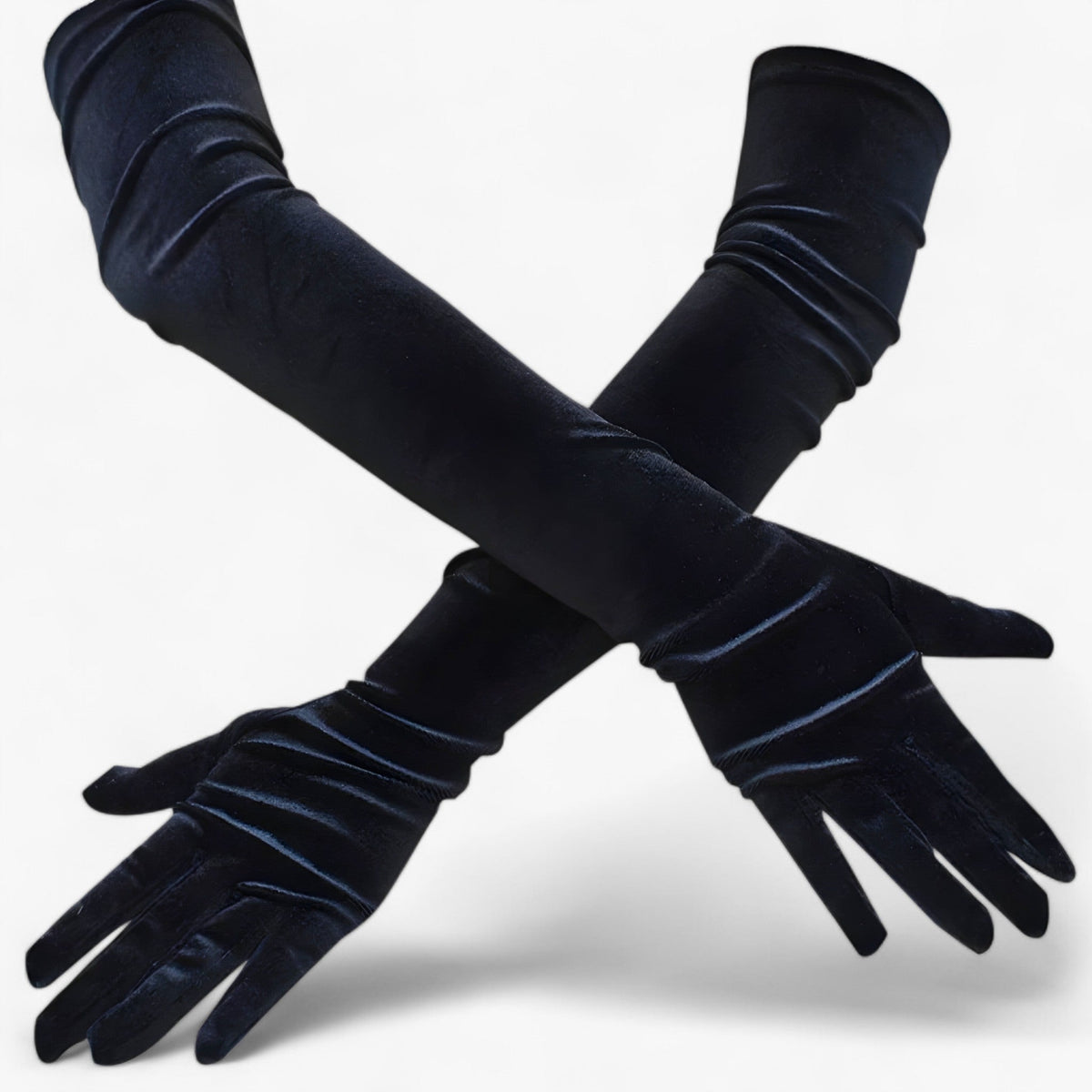 Gloves : Handschoenen Dames Rood 44cm - Velours - Elegante Retro-Stijl en Warmte in Zwart 65cm Eén maat van Pantino