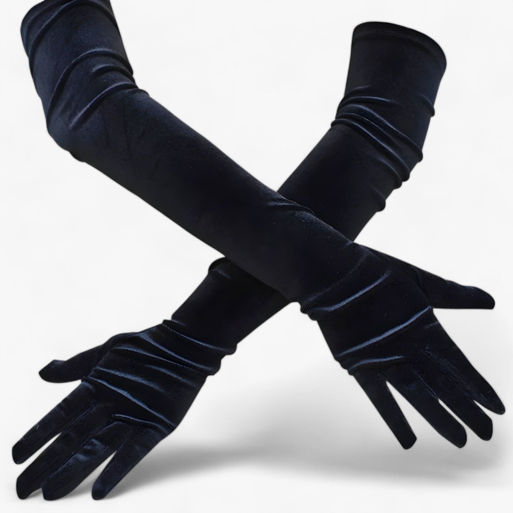 Gloves : Handschoenen Dames Rood 44cm - Velours - Elegante Retro-Stijl en Warmte in Zwart 65cm Eén maat van Pantino