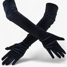 Gloves : Handschoenen Dames Rood 44cm - Velours - Elegante Retro-Stijl en Warmte in Zwart 65cm Eén maat van Pantino