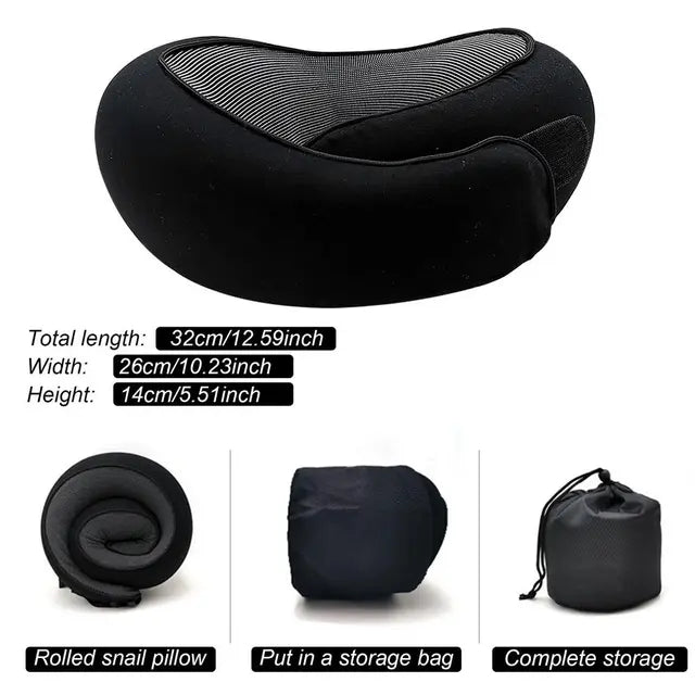 Travel Pillow : FluffyRest - Comfortabel Reiskussen Nekkussen - Grijs in Zwart van Pantino