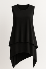 Top Dames Asymmetrisch Vloeiend Zwart Elegant Mouwloos S-XL
