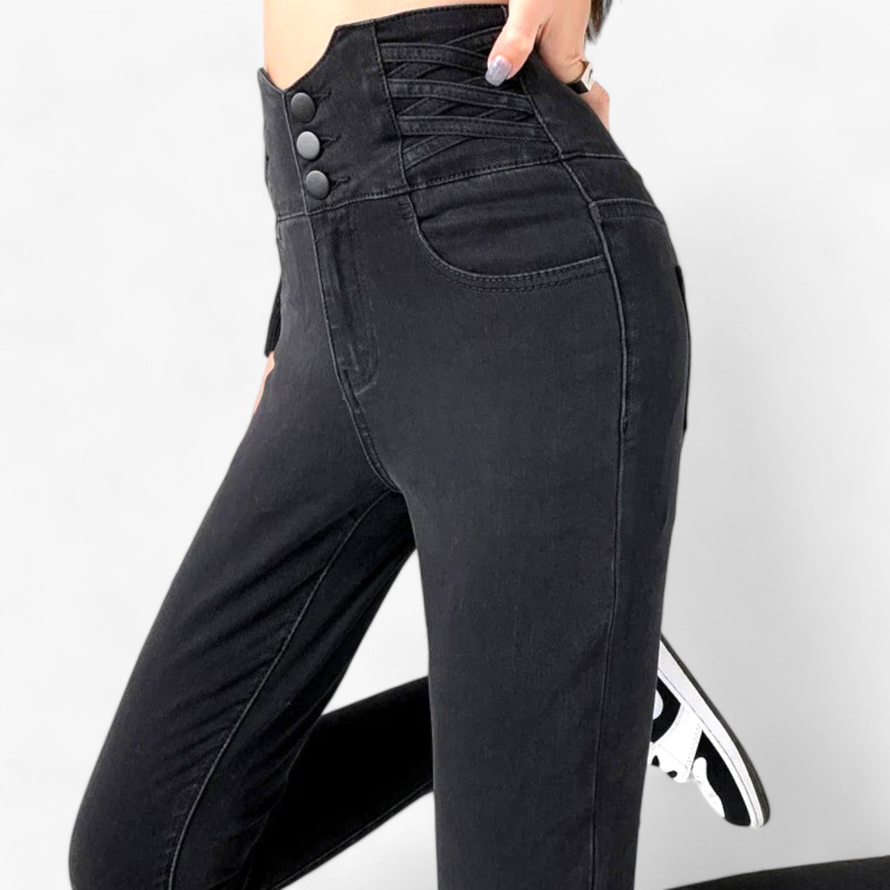 Jeans : Jeans Grijs 3 Knoppen - Skinny Koker - Slanke Stretch voor een Flatterende Pasvorm in van Pantino