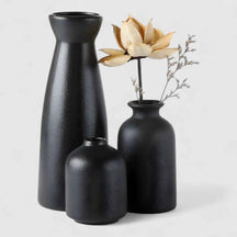 Vases : Set van 3 Moderne Decoratieve Vazen van Wit Keramiek voor Woonkamer in Noir van Pantino