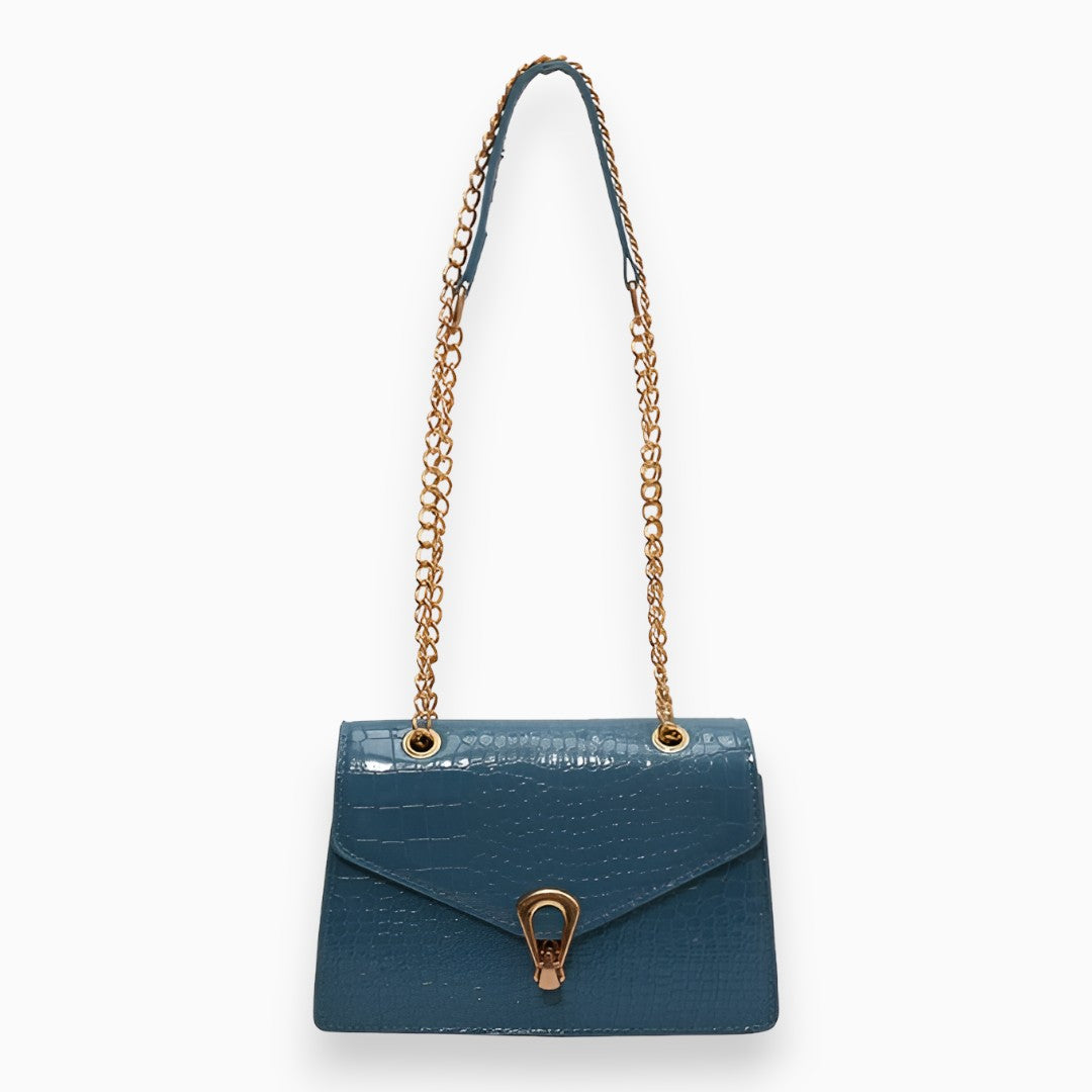 bags : Mini Crossbody Tas Dames Zwart - Elegante Klepsluiting - PU-Leer in Blauw van Pantino
