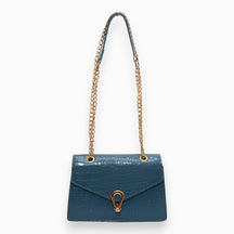 bags : Mini Crossbody Tas Dames Zwart - Elegante Klepsluiting - PU-Leer in Blauw van Pantino