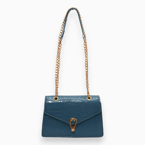 bags : Mini Crossbody Tas Dames Zwart - Elegante Klepsluiting - PU-Leer in Blauw van Pantino