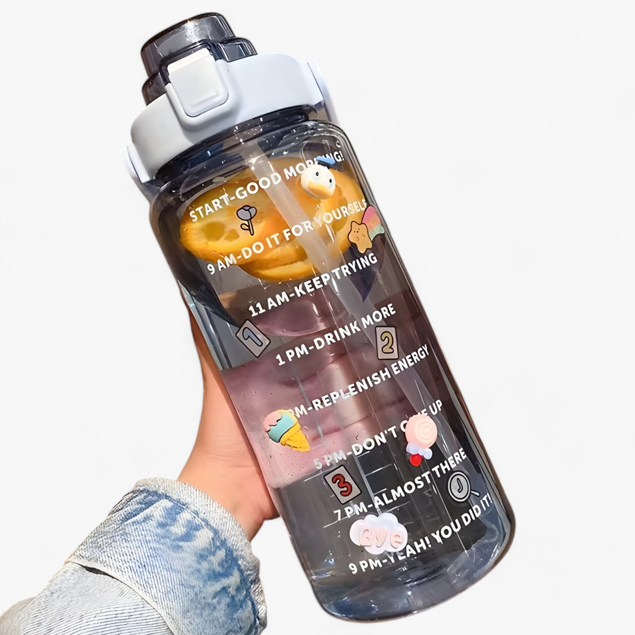 other : HydroMax - Grote Waterfles - Grote Capaciteit voor Hydratatie de Hele Dag door in 2L 3D Sticker Blauw van Pantino