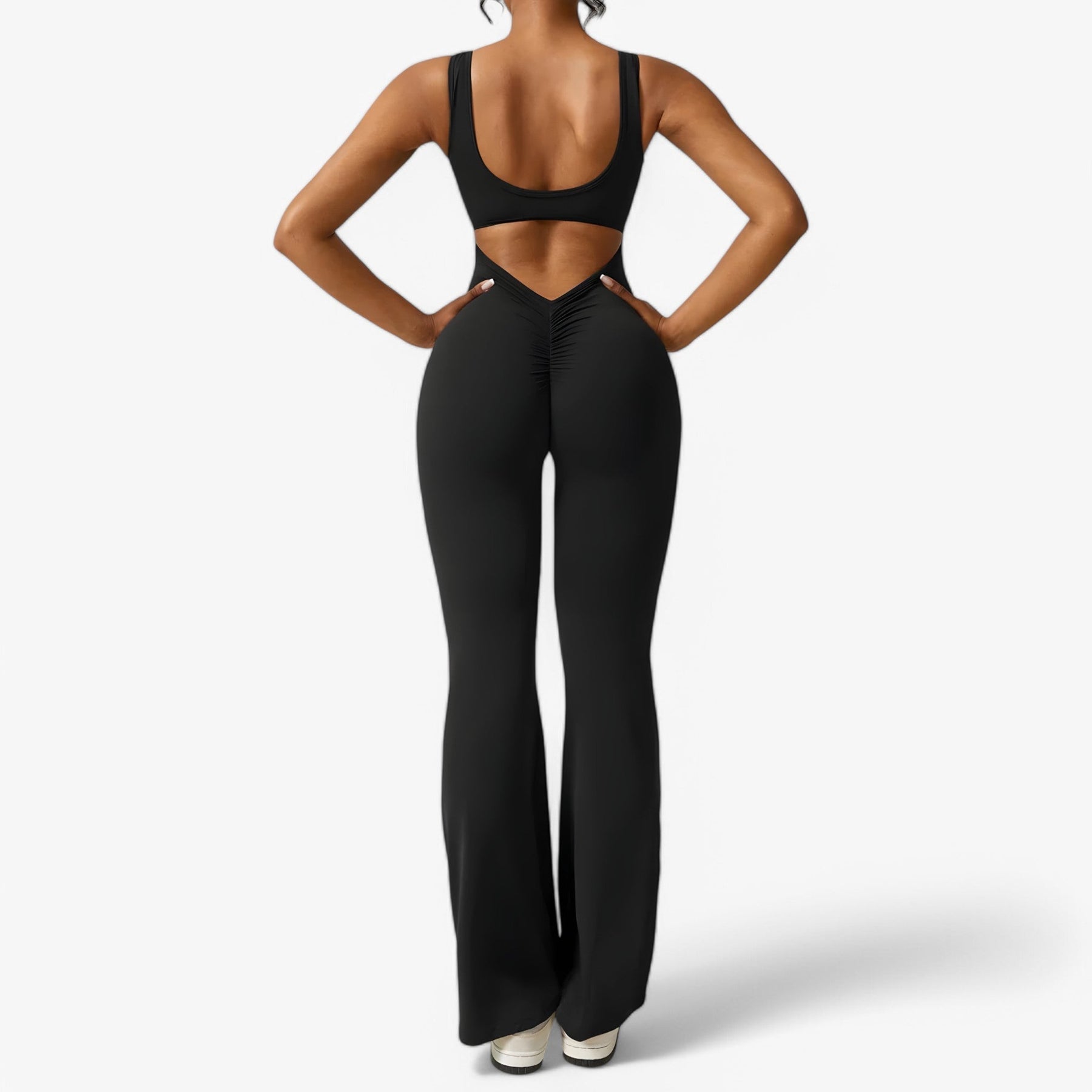 One-Pieces : Elegante zwarte jumpsuit met diepe V-hals voor dames in van Pantino