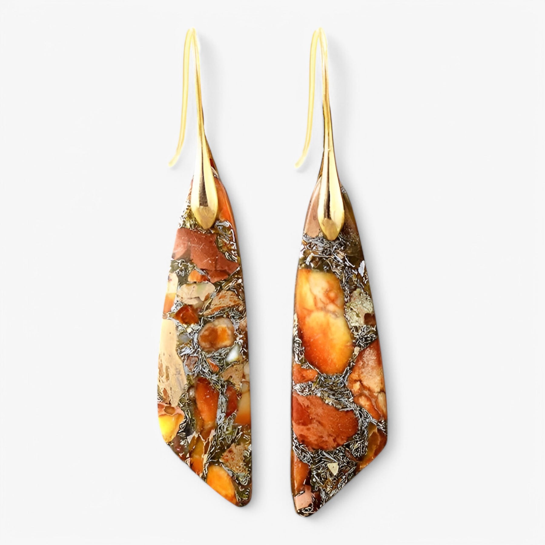 Earrings : Boheemse Oorbellen Paars - Edelstenen Geometrisch Design - Kristal in Oranje van Pantino