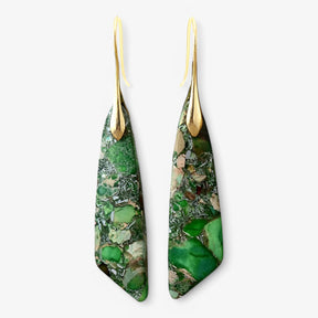 Earrings : Boheemse Oorbellen Paars - Edelstenen Geometrisch Design - Kristal in Groen van Pantino
